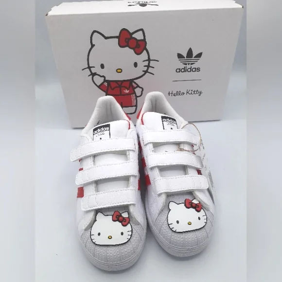 NIB ADIDAS ORIGINALS HELLO KITTY SUPERSTAR CF C KIDS GIRLS SHOES SIZE 2Y - Picture 4 of 10
